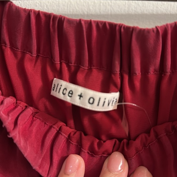 Alice + Olivia Red Off Shoulder Silk Mini Dress large - Picture 4 of 8